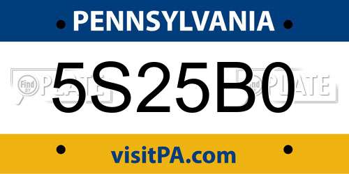 5S25B0 Pennsylvania License Plate