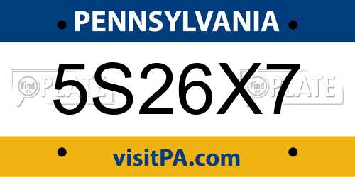 5S26X7 Pennsylvania License Plate