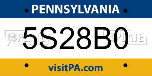 5S28B0 Pennsylvania License Plate