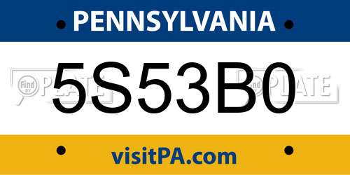 5S53B0 Pennsylvania License Plate