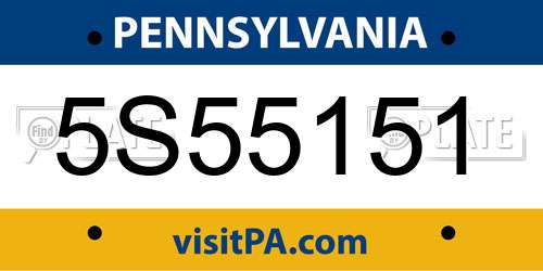5S55151 Pennsylvania License Plate