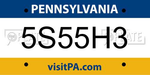 5S55H3 Pennsylvania License Plate
