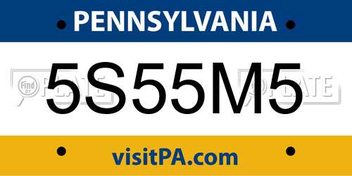 5S55M5 Pennsylvania License Plate