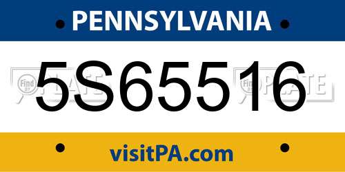 5S65516 Pennsylvania License Plate