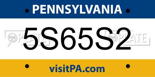 5S65S2 Pennsylvania License Plate