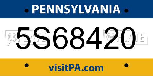 5S68420 Pennsylvania License Plate