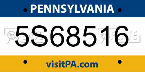 5S68516 Pennsylvania License Plate