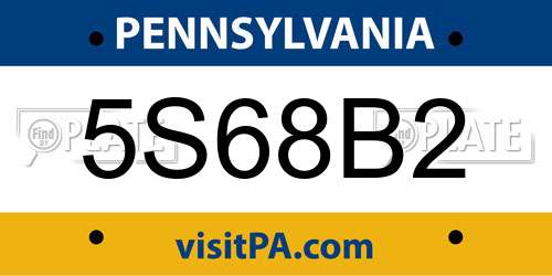 5S68B2 Pennsylvania License Plate