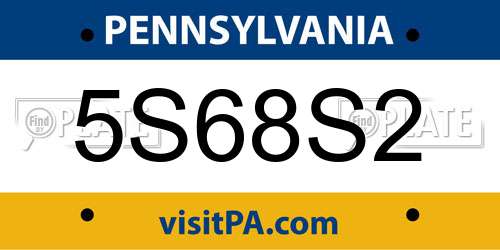 5S68S2 Pennsylvania License Plate