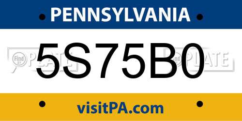 5S75B0 Pennsylvania License Plate