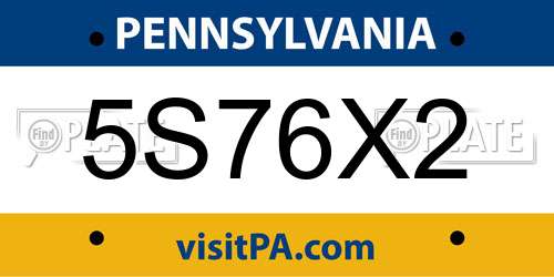 5S76X2 Pennsylvania License Plate