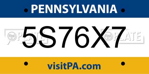 5S76X7 Pennsylvania License Plate