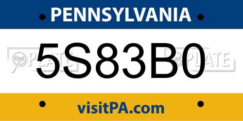 5S83B0 Pennsylvania License Plate