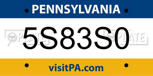 5S83S0 Pennsylvania License Plate