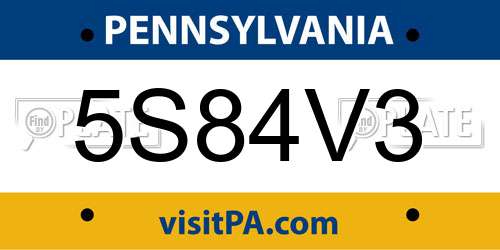 5S84V3 Pennsylvania License Plate