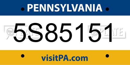 5S85151 Pennsylvania License Plate