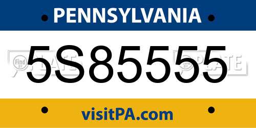 5S85555 Pennsylvania License Plate