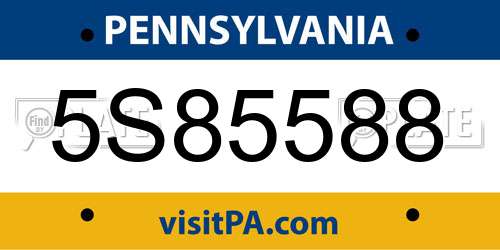 5S85588 Pennsylvania License Plate