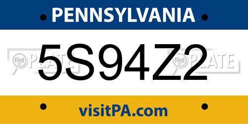 5S94Z2 Pennsylvania License Plate