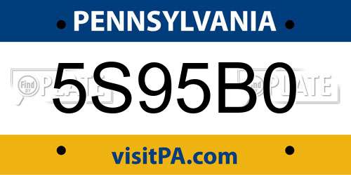 5S95B0 Pennsylvania License Plate