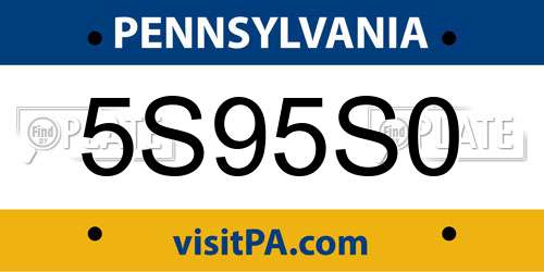 5S95S0 Pennsylvania License Plate