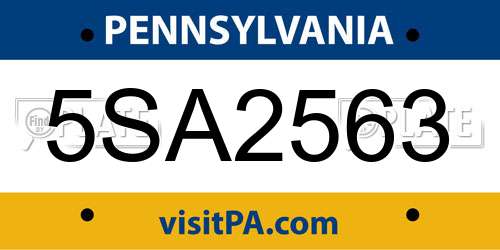 5SA2563 Pennsylvania License Plate