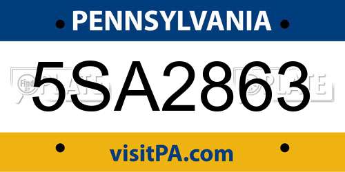 5SA2863 Pennsylvania License Plate
