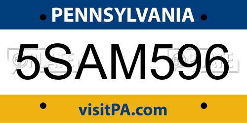 5SAM596 Pennsylvania License Plate