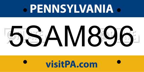 5SAM896 Pennsylvania License Plate