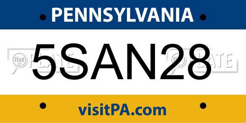 5SAN28 Pennsylvania License Plate
