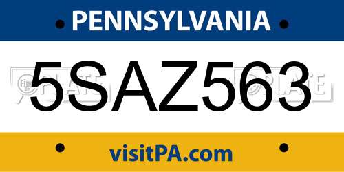 5SAZ563 Pennsylvania License Plate