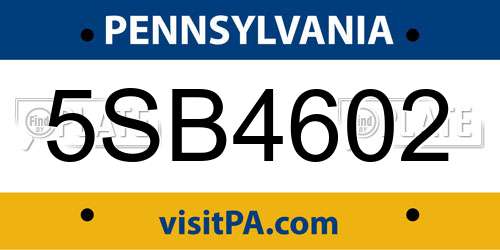 5SB4602 Pennsylvania License Plate