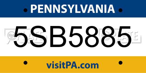 5SB5885 Pennsylvania License Plate