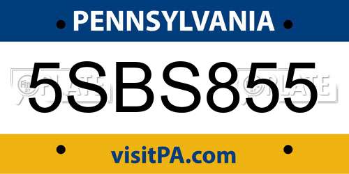 5SBS855 Pennsylvania License Plate