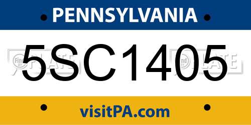 5SC1405 Pennsylvania License Plate