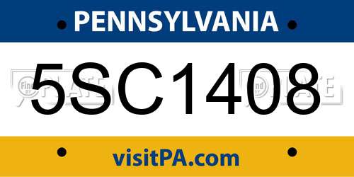 5SC1408 Pennsylvania License Plate