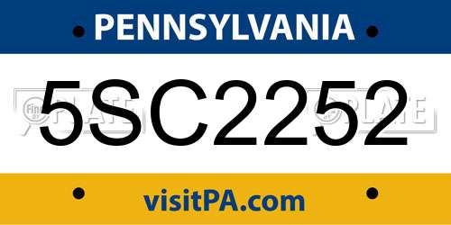 5SC2252 Pennsylvania License Plate