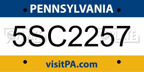 5SC2257 Pennsylvania License Plate
