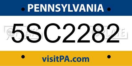 5SC2282 Pennsylvania License Plate
