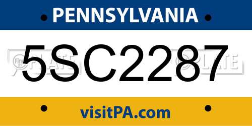 5SC2287 Pennsylvania License Plate