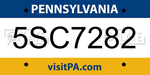 5SC7282 Pennsylvania License Plate
