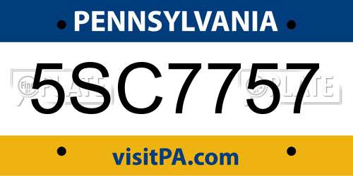 5SC7757 Pennsylvania License Plate