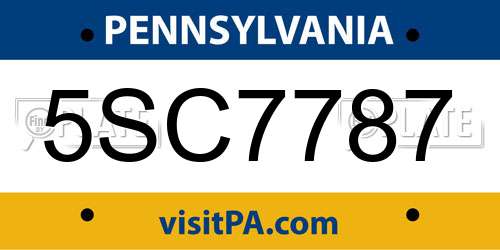 5SC7787 Pennsylvania License Plate