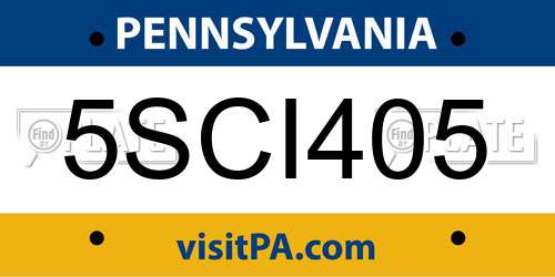 5SCI405 Pennsylvania License Plate