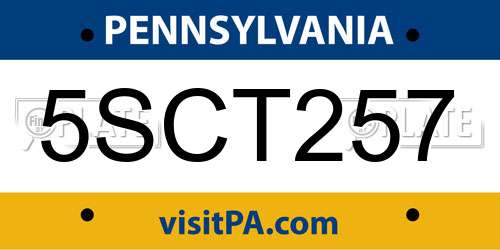 5SCT257 Pennsylvania License Plate