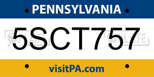 5SCT757 Pennsylvania License Plate