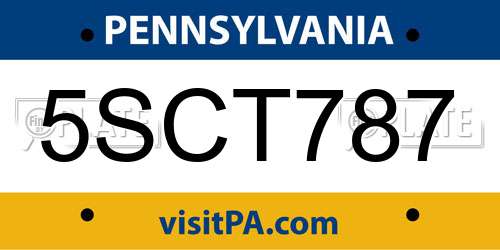 5SCT787 Pennsylvania License Plate