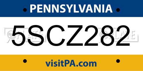 5SCZ282 Pennsylvania License Plate