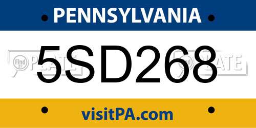 5SD268 Pennsylvania License Plate