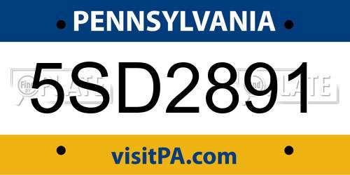 5SD2891 Pennsylvania License Plate